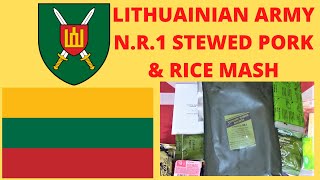 LITHUANIAN ARMY RATION - MENU 1 - STEWED PORK & RICE MASH TASTE / TEST REVIEW