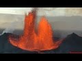 Lava Fountains from Bardarbunga Volcano Holuhraun Fissure Eruption viewed by Helicopter Flights