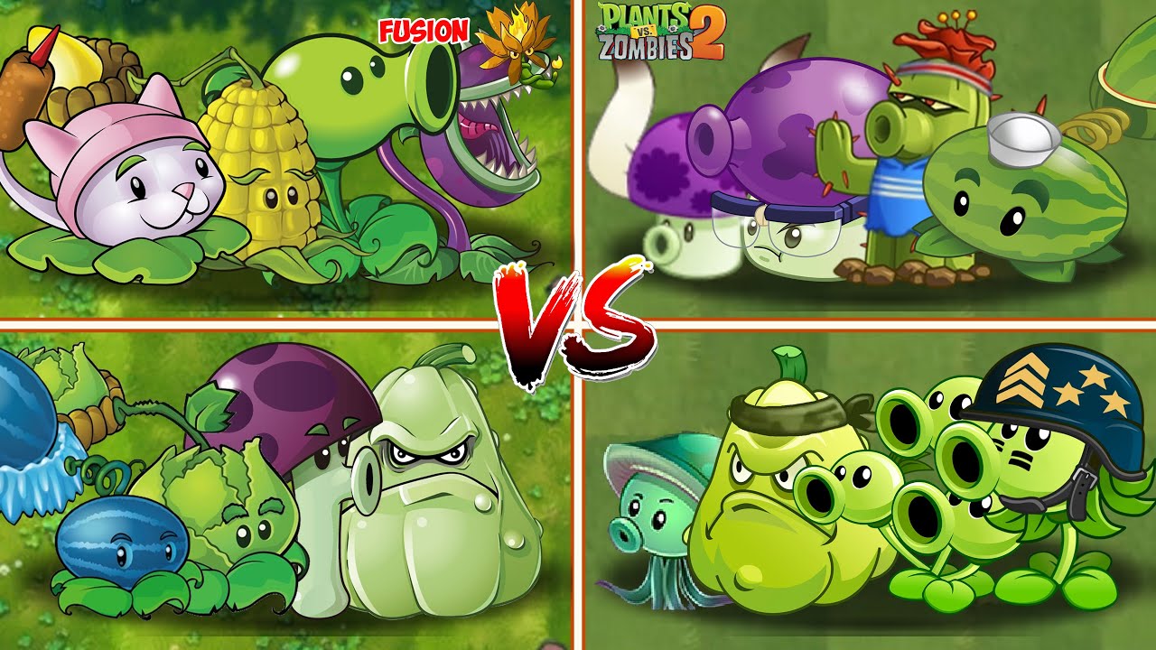PVZ FUSION VS PVZ 2 - 4 Plants Team Vs 4 Plants Team Vs Zombie Team ...