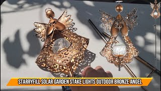 Starryfill Solar Garden Stake Lights Outdoor Bronze Angel