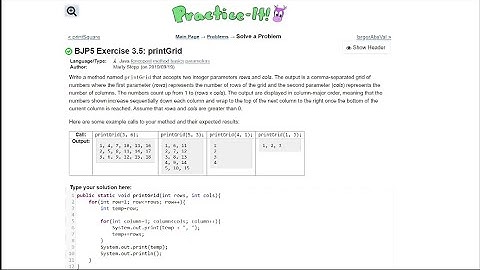 Java Practice It || 3.5 printGrid || method basics, parameters, nested for loops