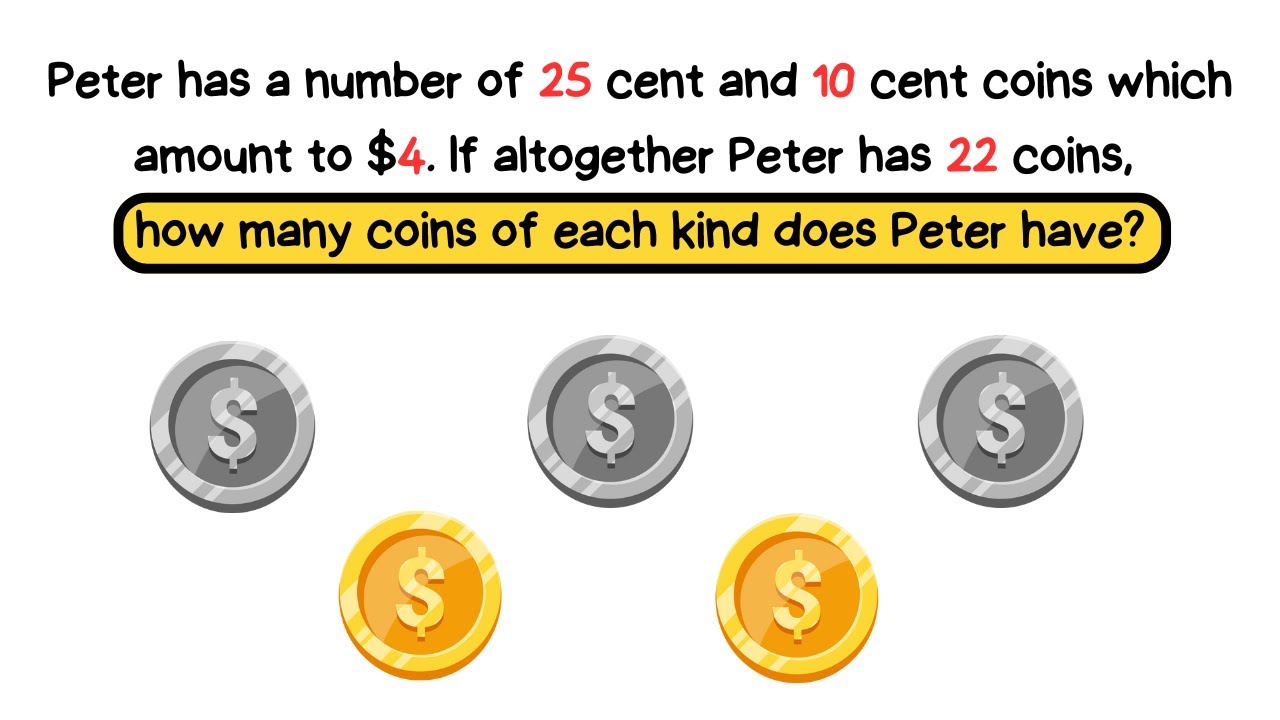 Algebra 1 Beginner Help: Coins (Word problems) - YouTube