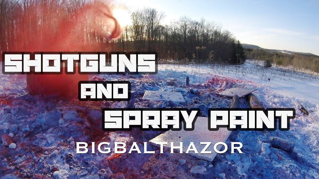Shotguns and spray paint slow motion - YouTube