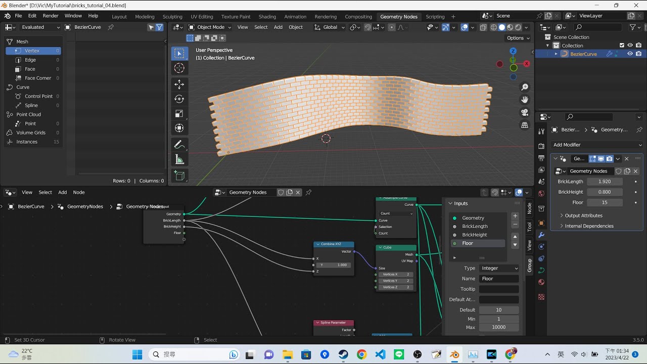 blender 3.5 geometry nodes tutorial - bricks - YouTube