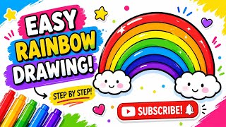 Let's draw a rainbow 🌈 with cloud ☁️ and add colours 🎨