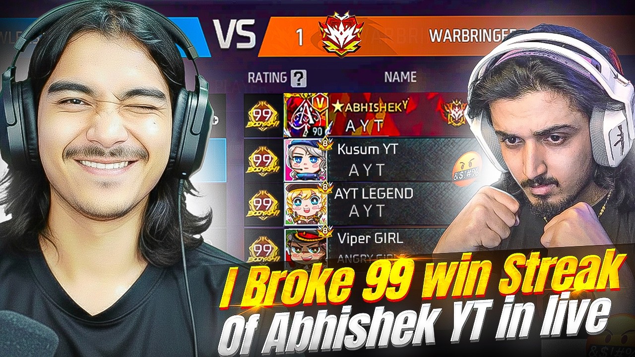 I Broke 99 Winning Streak of @-ABHISHEK_YT 😱 He Got Angry on me😡 Garena freefire