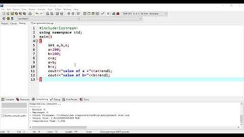 Assignment statement in c++: