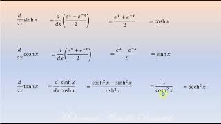 Derivatives of Hyperbolic Functions مشتقات الدوال الزائدية