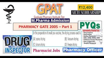 GPAT 2005 Pharmacy Gate 2005 Part 1 - Previous Year Question Paper with Answer Key MCQs I 1998-2022