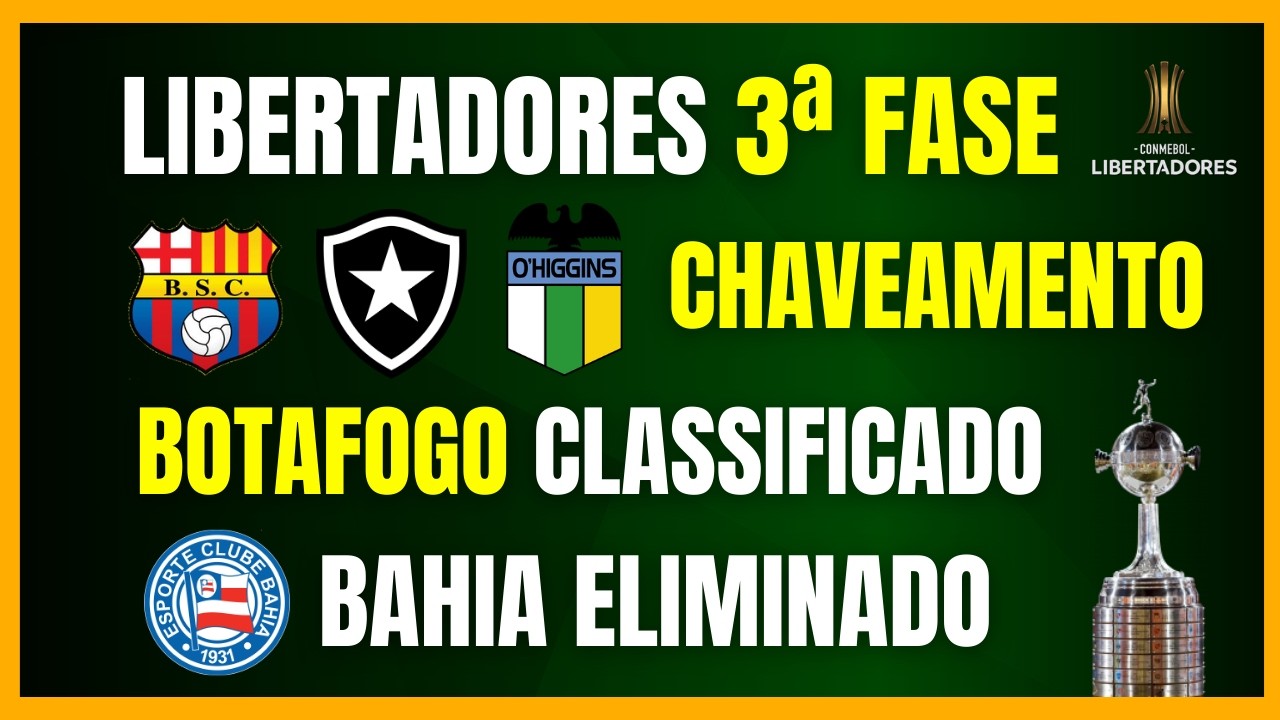 LIBERTADORES 2026 | 3ª FASE | BOTAFOGO CLASSIFICADO | BAHIA ELIMINADO | CHAVEAMENTO