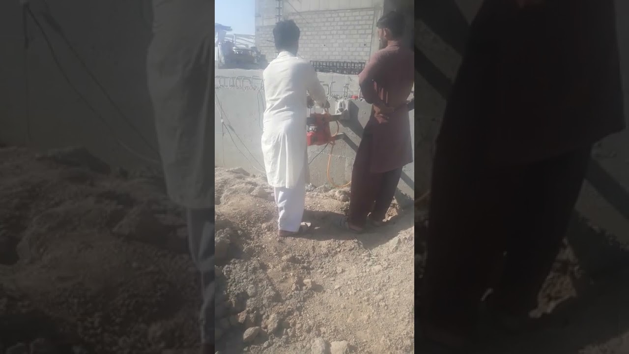 Retaining wall sample take  for compression test with core machine