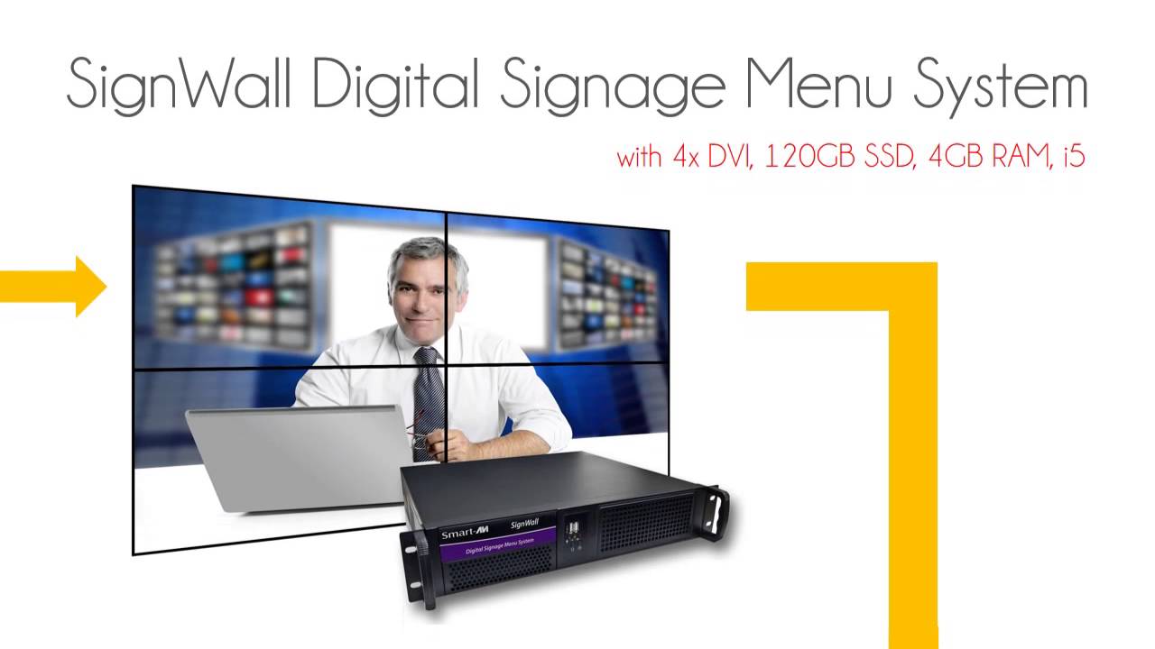 Signcomp Menu System SignWall Digital Signage Menu System with 4x DVI, 120GB SSD, 4GB RAM ...