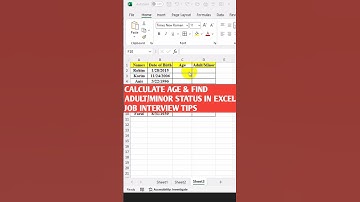 calculate age and find adult /minor status in Excel#shorts #shortsfeed #excel