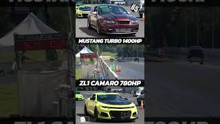 1400hp Mustang Turbo vs 780hp Camaro ZL1  65mph Roll Start @ Maple Grove Raceway, Pa