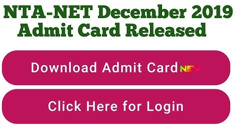 NTA-NET December 2019 Admit Card ||