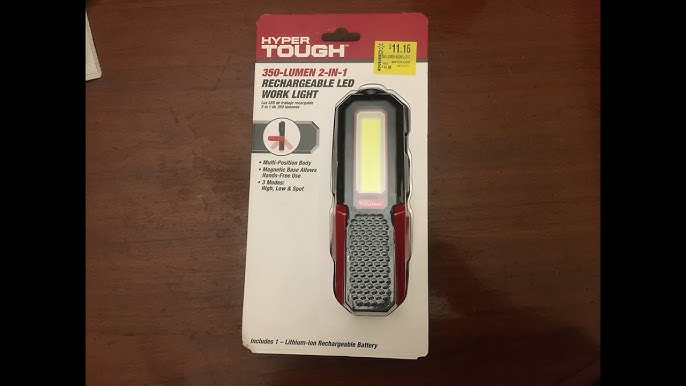 Hyper Tough 350-LUMEN RECHARGEABLE LED WORK LIGHT Magnet Pivoting  FLASHLIGHT USB