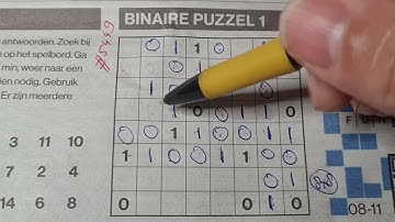 Tuesday. Bonus Extra edition. (#5449) Binary01 Sudoku puzzle.  11-08-2022 Extra part 3 of 4