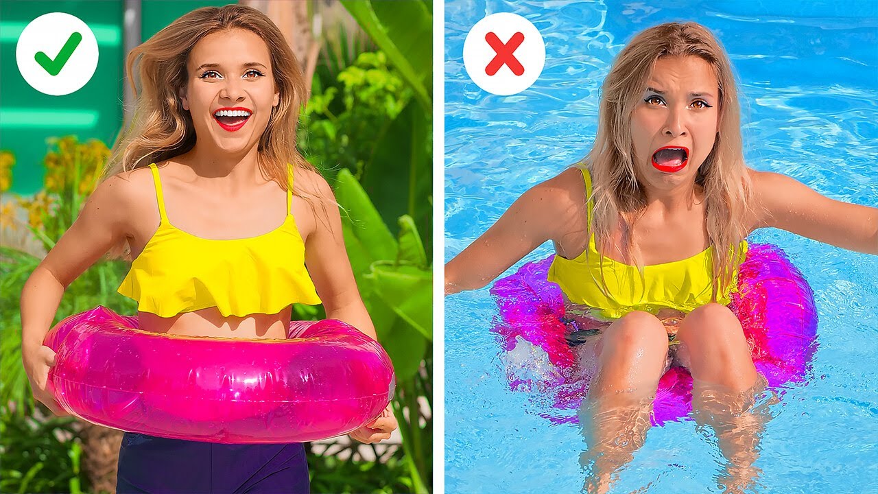 IDEAS PARA TU PRÓXIMO VIAJE A LA PLAYA | Trucos de RICO vs. POBRE que debes probar por 123GO! SCHOOL