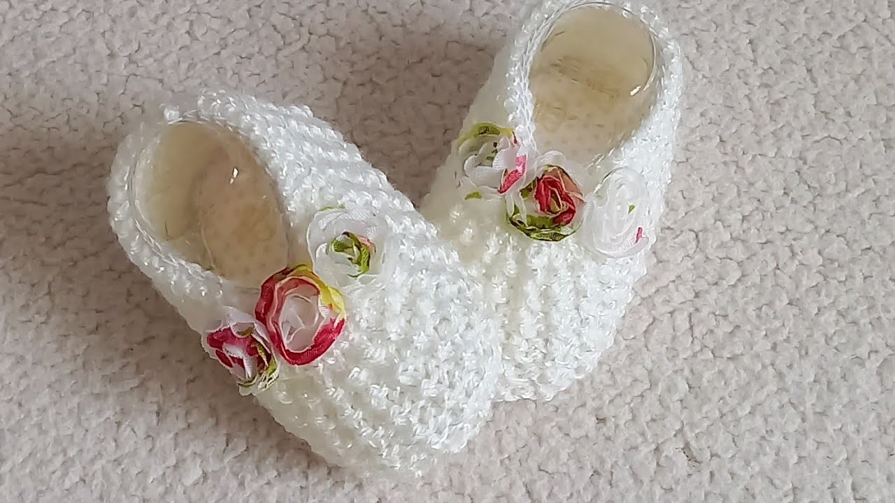 Sapatinho de tricô para bebê. Ponto Pérola