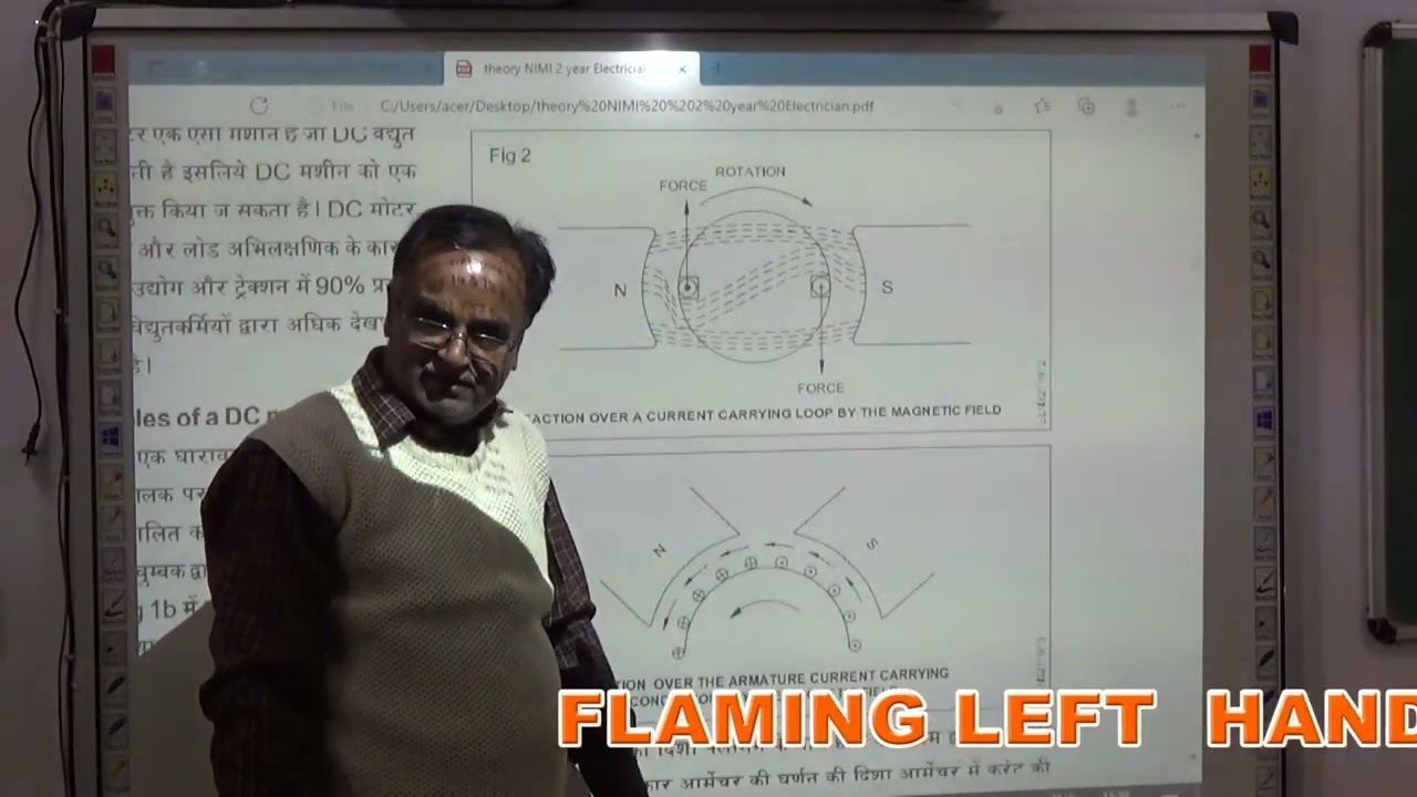 DC MOTOR THEORY Electrician second year  week no.57,58 Basic Principle ,Flaming Left Hand Rule,
