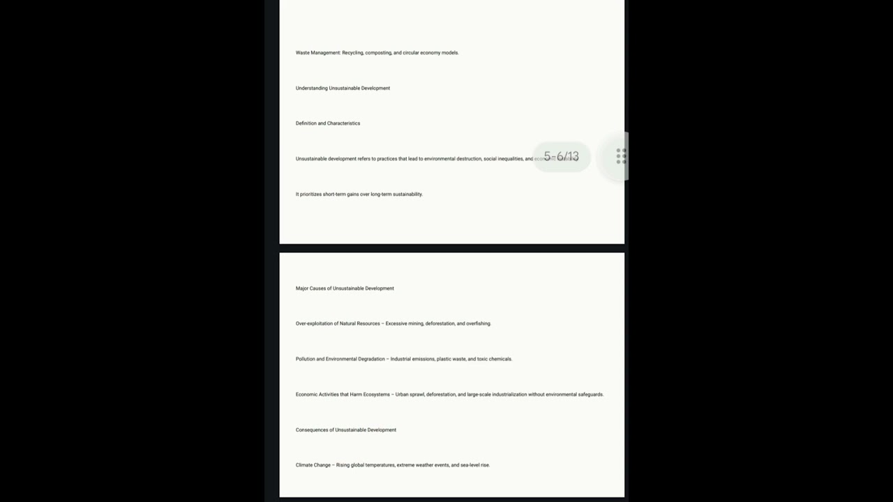 SUSTAINABLE VS UNSUSTAINABLE DEVELOPMENT