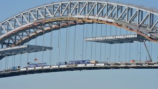 Views and progress atop the Bayonne Bridge