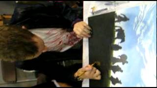 Lord of the Rings   Fellowship video Dominic Monaghan signing the painting