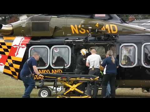 Flyout of crash victim on Maryland State Police Chopper