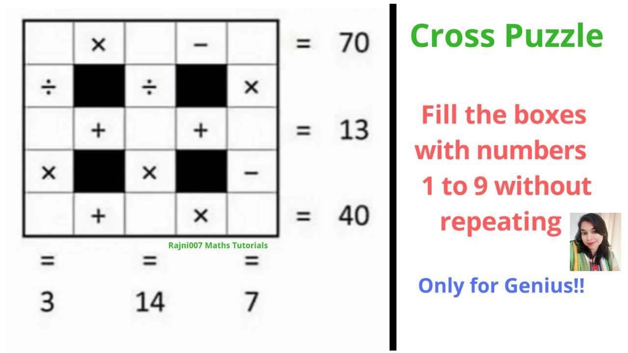 Cross Puzzle Fill The Boxes With Number 1 To 9 Without Repeating Cross Puzzle Fill The Boxes With Number 1 To 9 Without Repeating