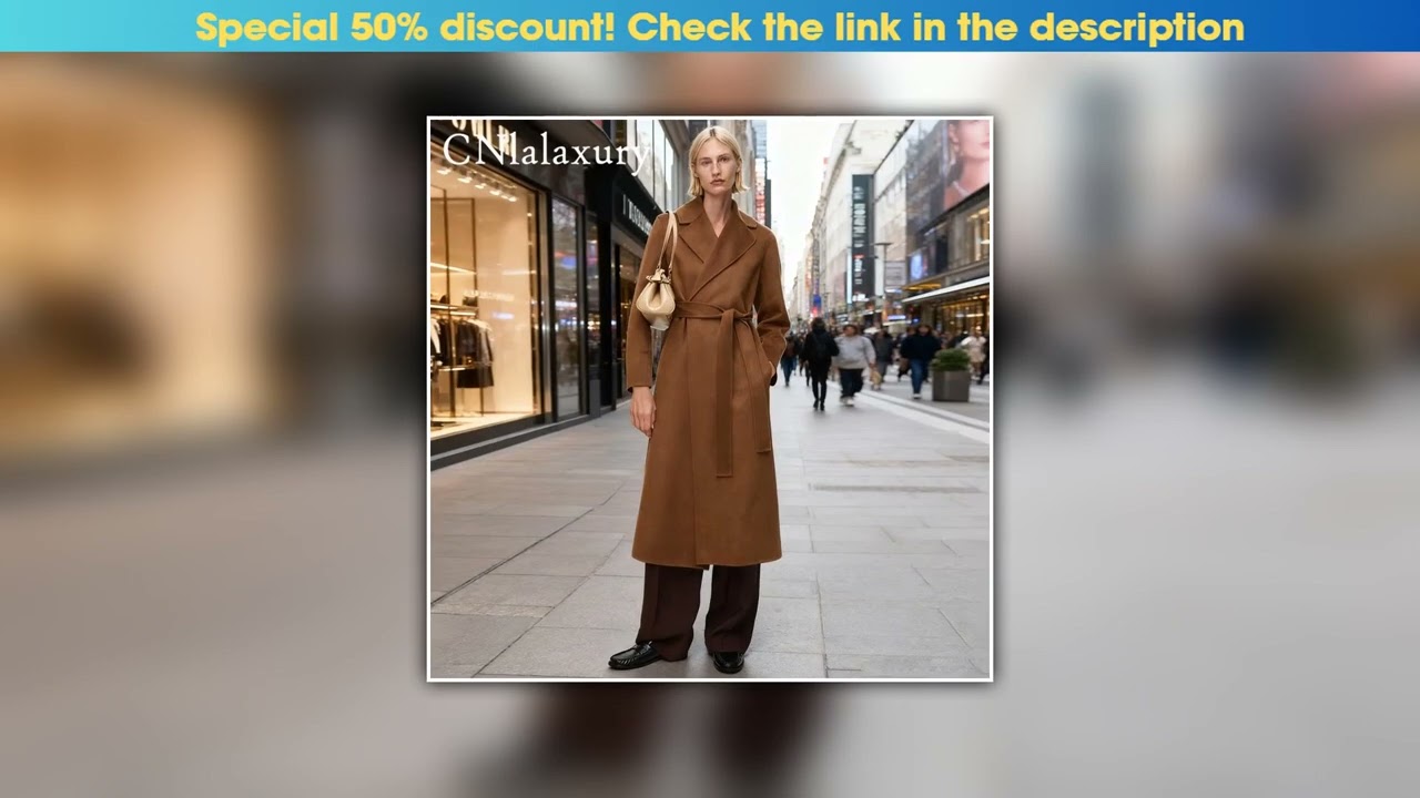 Flash Sale Winter Wool Coat Belt Black Woolen Long Coat For Women Oversize Loose Lapel Overcoat Aut
