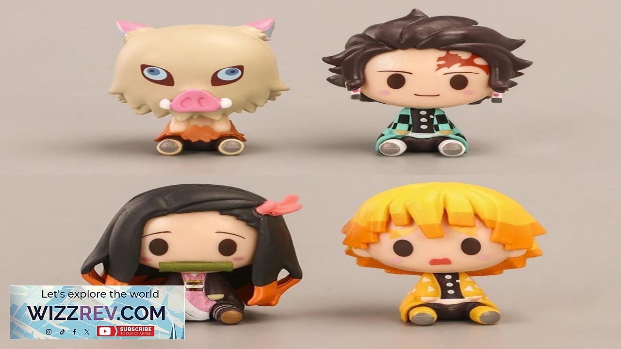 4PCS Set Anime Demon Slayer Nezuko Tanjirou Zenitsu Inosuke Mini Figurine Kawaii Action