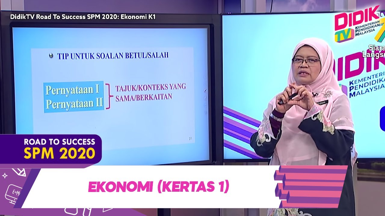 DidikTV Road To Success SPM 2020  Ekonomi (Kertas 1)  YouTube