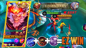 INSANE DAMAGE!!! | BEST SUN JUNGLER BUILD AND EMBLEM AGAINST META HEROES BY NARUTO PLAYS?| MLBB