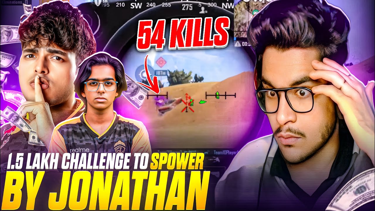 🥵Jonathan $1.5lakh Challenge to *GODL SPOWER* Best Moments in Pubg Mobile REACTION