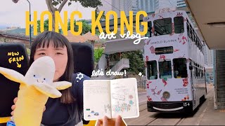 artist vlog in hong kong 🇭🇰 PMQ, world's longest escalator, dimsum, ocean park, drawing & traveling