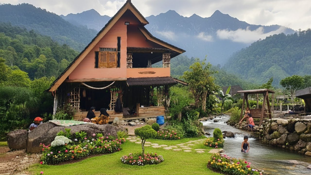 Bikin Betah,, Suasana Villa Pinggir Sungai Jernih Bernuansa alam Dikaki Bukit Gunung Purwakarta