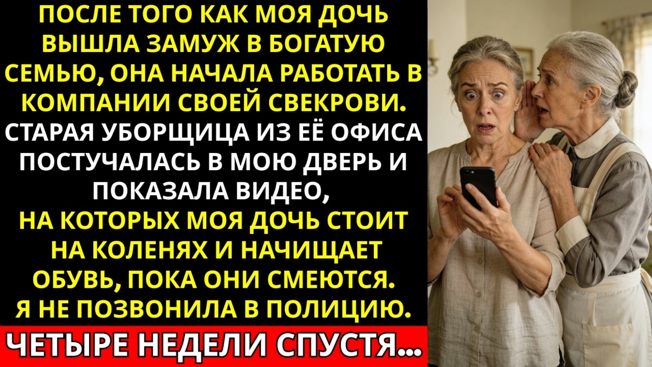 Я нашла видео, где моя дочь начищает обувь своей свекрови… Она сказала: „Это всё на что она годится“