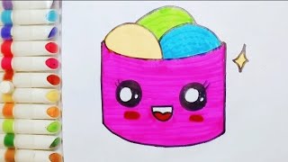 Draw and Colour Cute Icecream 🍨 bowl || So simple and Easy drawing tutorial for kids, toddler's