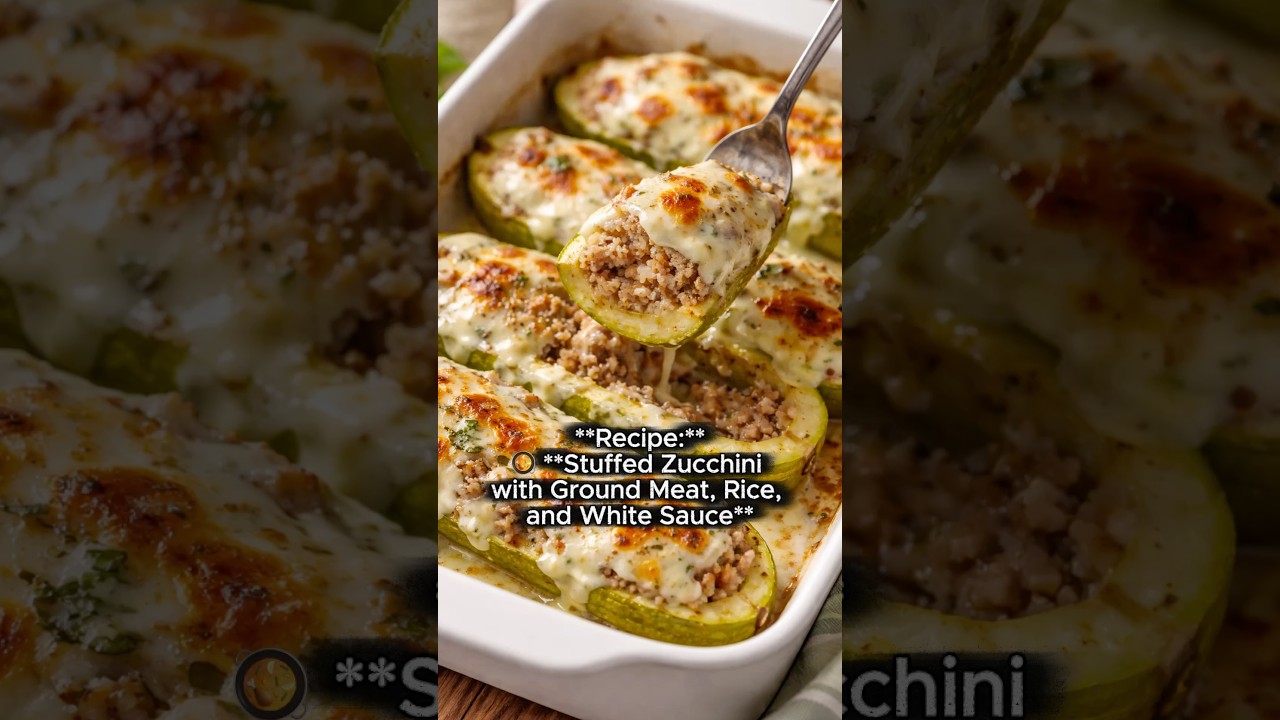 Stuffed Zucchini with Ground Beef & Rice Easy Dinner Idea #recipe #shorts
