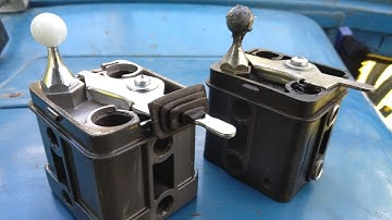 Replacing plastic "morse" hydraulic valve control joystick box with proper metal one.
