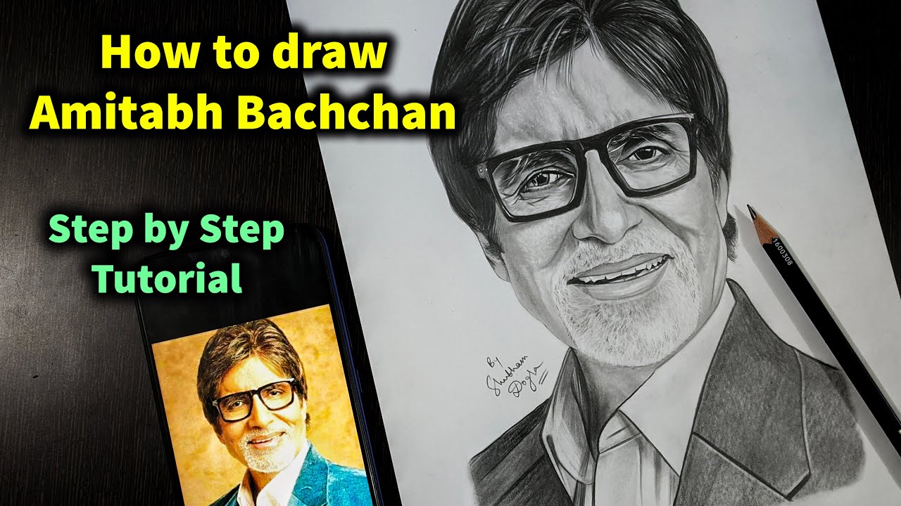 How to draw Amitabh Bachchan outline || easy pencil sketch - YouTube