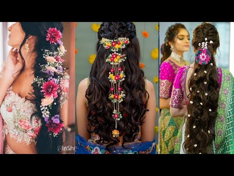 gajra hairstyle for long hair|wedding gajra hairstyle with open hair for  bridal - YouTube