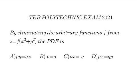 Partial Differential Equation| PDE | trb polytechnic exam 2021 |