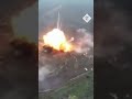 Russian armoured vehicle destroyed by mine in massive explosion