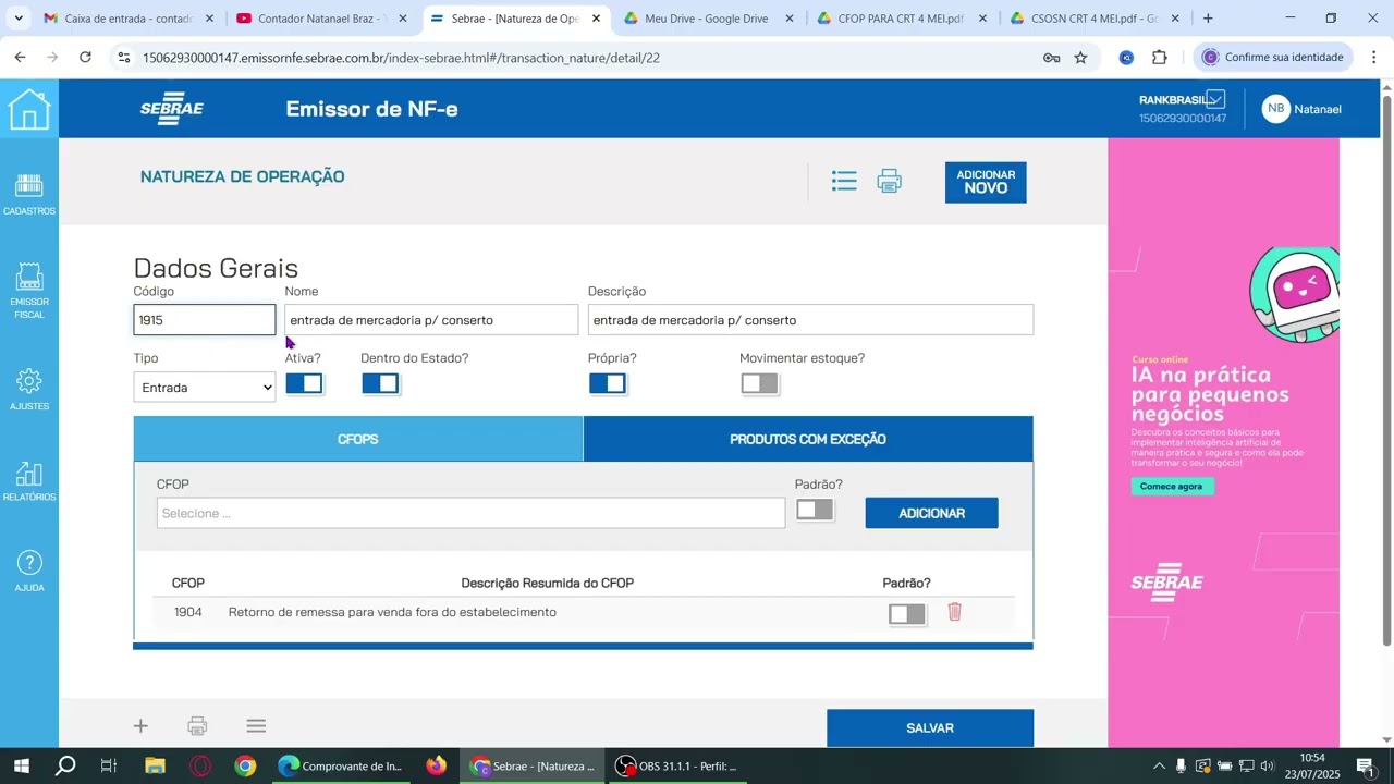 Como Emitir Nota de Entrada no Emissor SEBRAE - Nota Fiscal do MEI