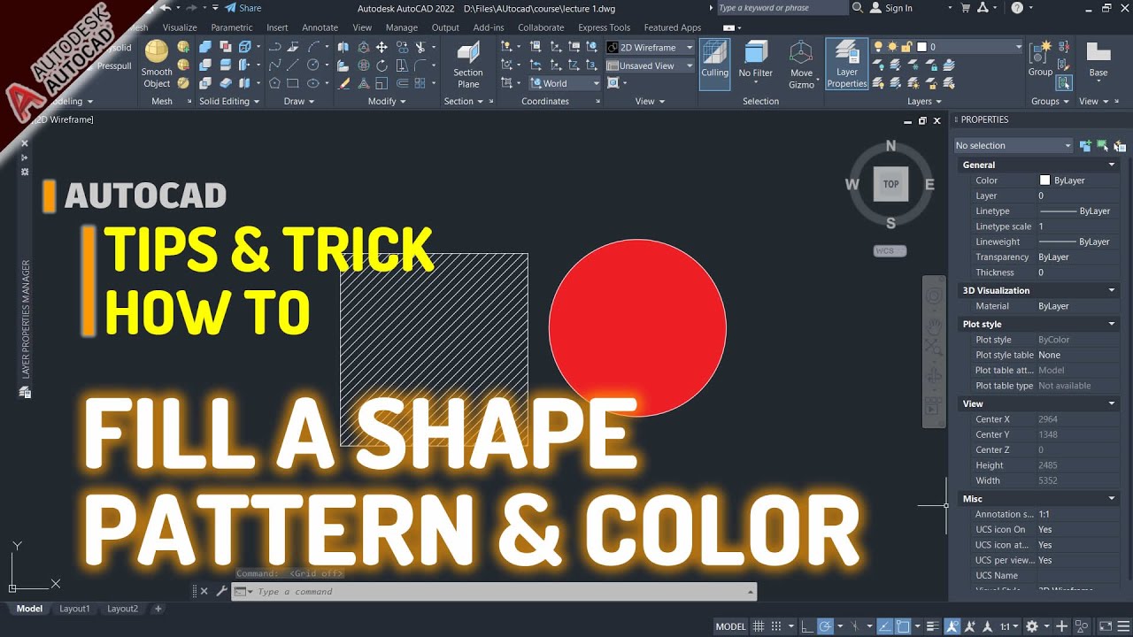 AutoCAD How To Pattern And Color A - YouTube