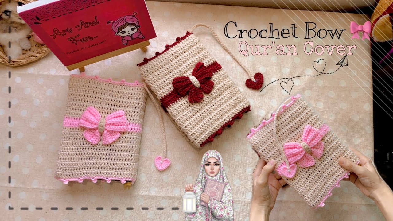 Crochet Bow Qur’an Cover | غلاف مصحف كروشيه |Crochet Book Cover #crochet #crochettutorial #diy