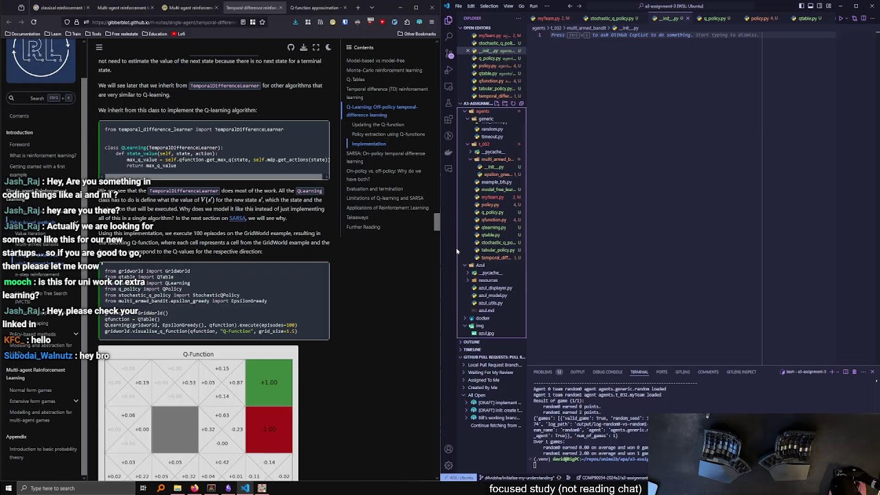 Creating a reinforcement learning algorithm + reading up on the Signal protocol