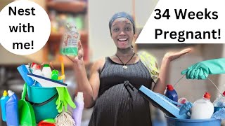 Deep clean with me| Nesting | 34 weeks pregnant