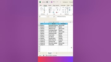 Cricket Players serial numbers in Excel using Sequence and CountA Functions